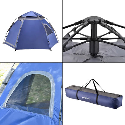 Pro-Tec Campingzelt Nybro Für 2-3 Personen Kuppelzelt 240 X 205 X 140 Cm Sekundenzelt Sofortzelt Festivalzelt Camping Automatik Zelt Wasserdicht Blau