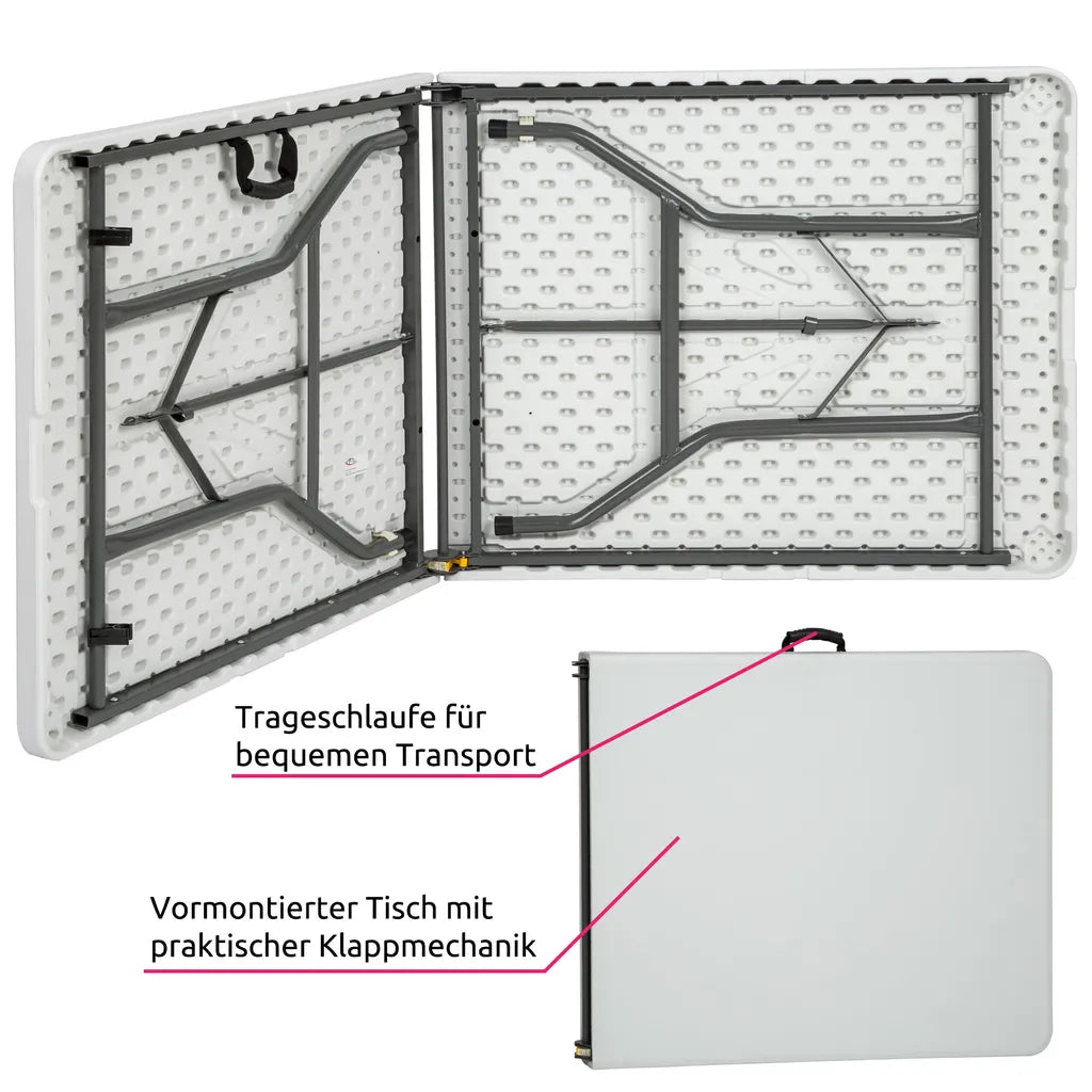  Tectake Camping Klapptisch 183x76x74cm - Weiß