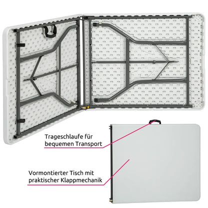  Tectake Camping Klapptisch 183x76x74cm - Weiß