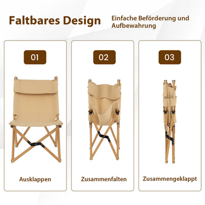  COSTWAY Campingstuhl Mit 2-stufig Verstellbarer Rückenlehne, Klappstuhl Faltbar, Inklusive Tragetasche, Tragbarer Faltstuhl Aus Bambus, Ultraleichter Angelstuhl Für Camping, Angeln, Strand, Terrasse
