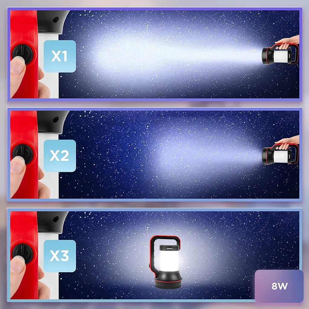  Duronic RL74 Taschenlampe | Mit Laterne Im Gehäuse | LED Mit 320 Lumen | 10.000 MAh Wiederaufladbarer Strahler Mit Drei Leuchtmodi | Für Camping Und Stromausfall | Helle Outdoor Lampe | Mit Handgriff