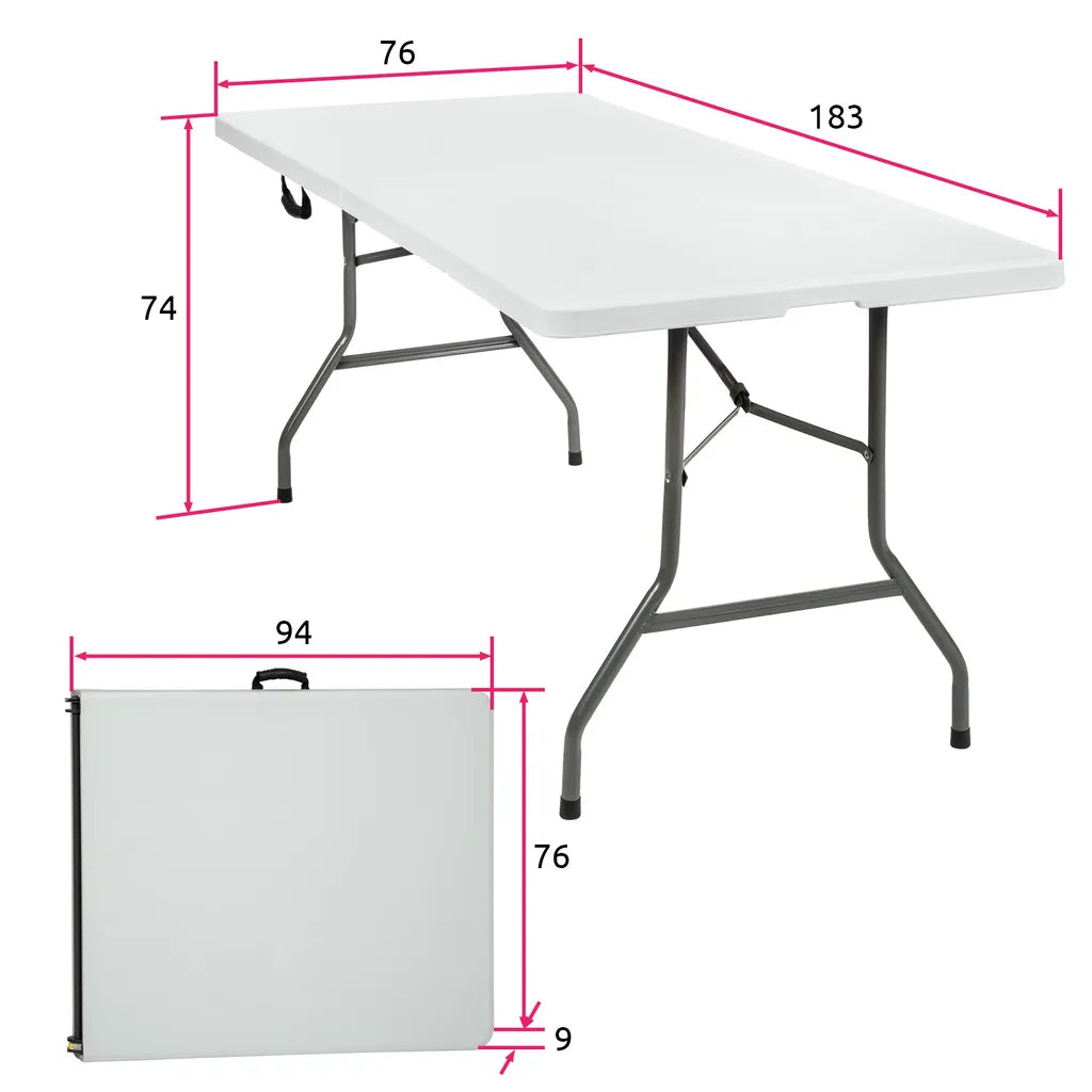  Tectake Camping Klapptisch 183x76x74cm - Weiß