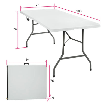  Tectake Camping Klapptisch 183x76x74cm - Weiß