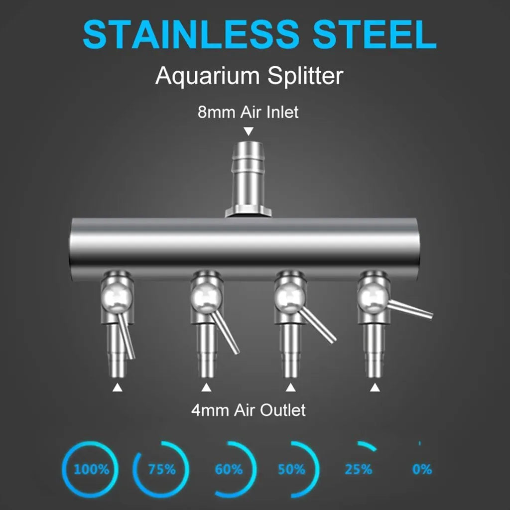  Aquarium Luftverteiler Luftstromregler Rückschlagventil Aquarium Luftregelventil Edelstahl Luftabsperrhahn Aquarium Luftpumpe Zubehör Für 6mm Schlauch Luftpumpe