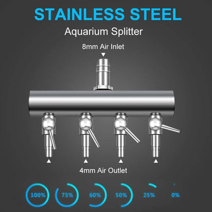  Aquarium Luftverteiler Luftstromregler Rückschlagventil Aquarium Luftregelventil Edelstahl Luftabsperrhahn Aquarium Luftpumpe Zubehör Für 6mm Schlauch Luftpumpe