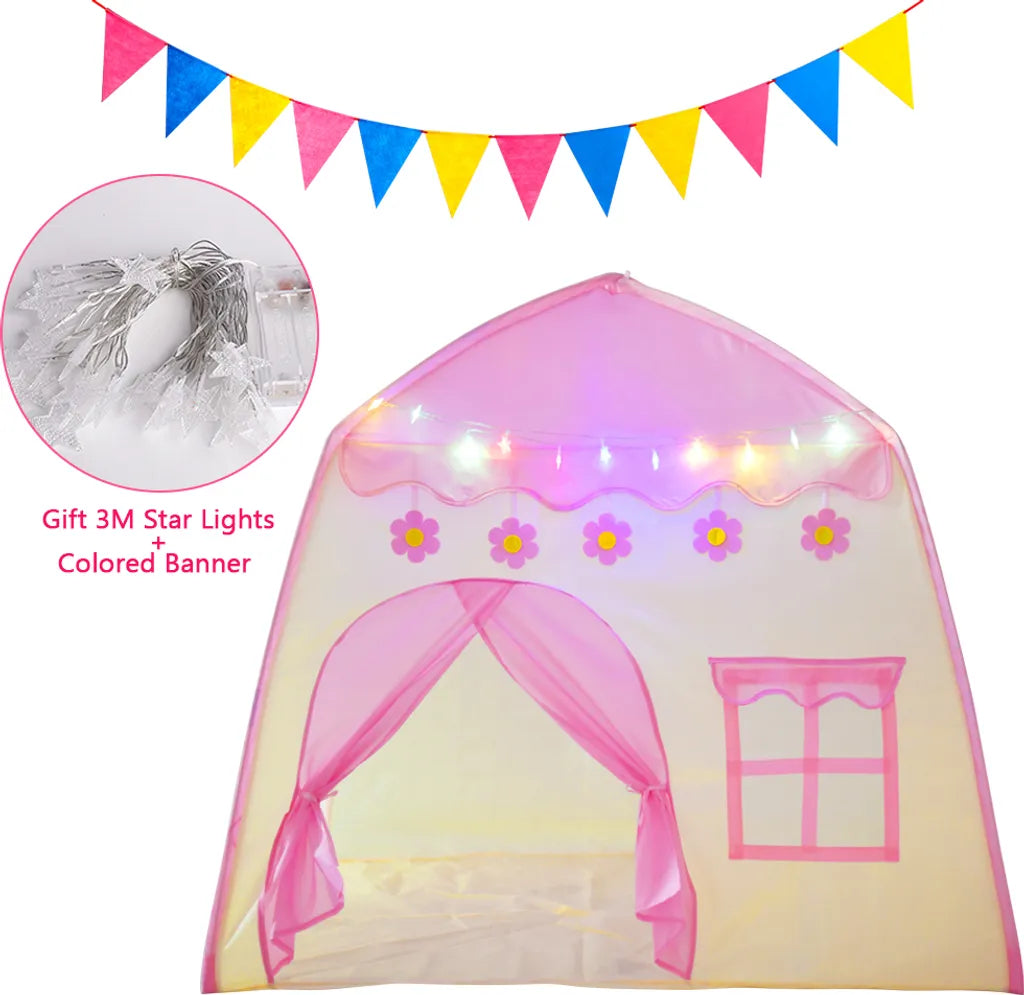  Kinderspielzelt Blühende Blumen Kinderzelt,Spielzelt Prinzessin Traum Schloss Burg Haus Für Mädchen, Im Kinderzimmer, Indoor/innen/außen/draußen,（Pink + Gelb）