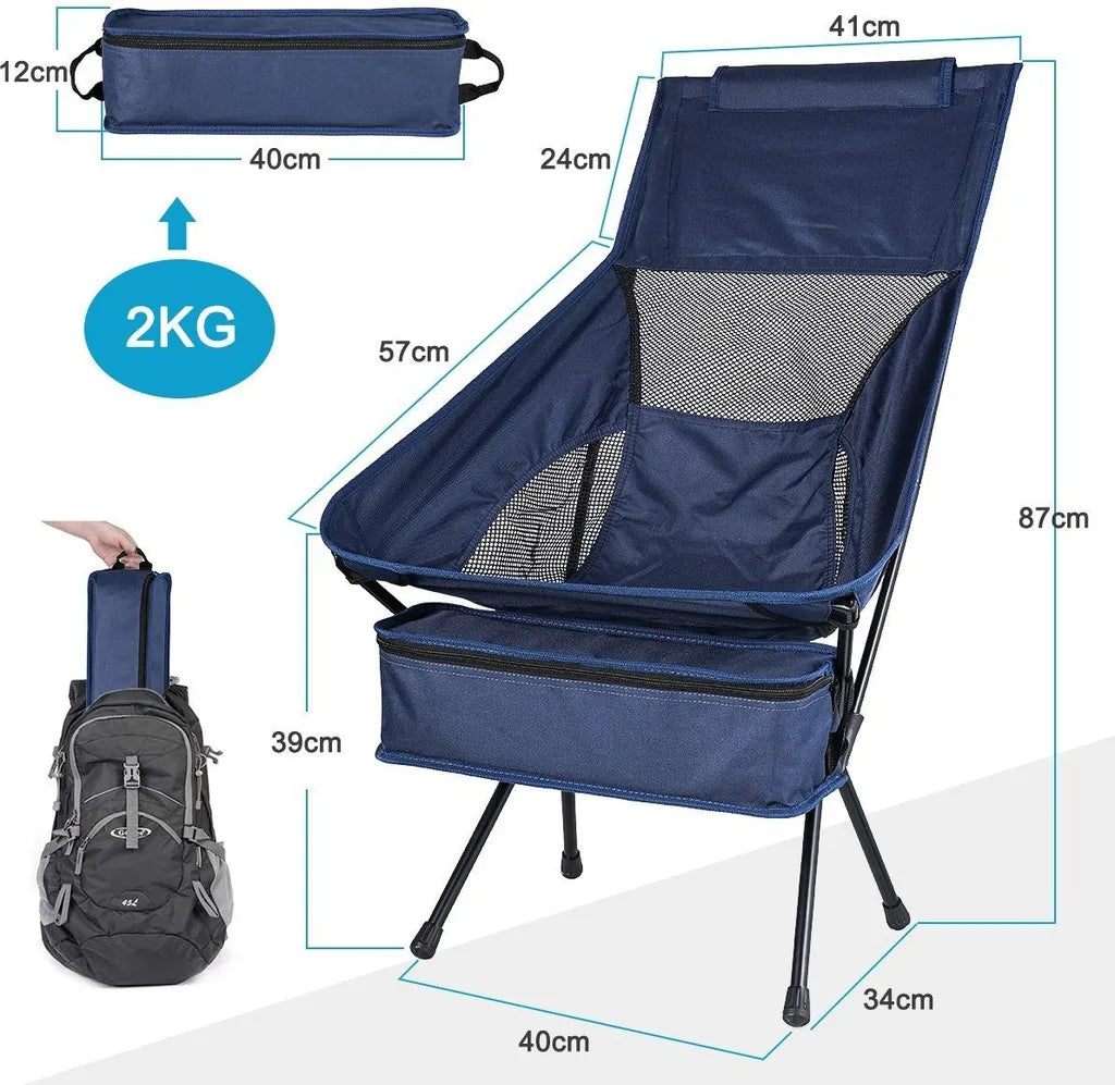  Campingstühle, Klappbarer Campingstuhl Mit Hoher Rückenlehne Und Tragetasche, Angelstuhl Für Sport Picknick Strand Wandern Camping, Klapp Stuhl Bis 130KG Belastbar