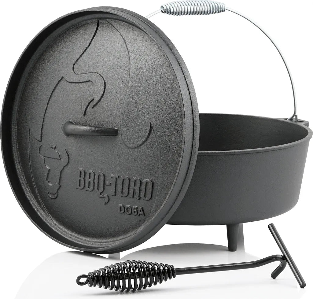  BBQ-Toro Dutch Oven DO6A, 5,5 L Alpha Gusseisen Kochtopf, Gusstopf