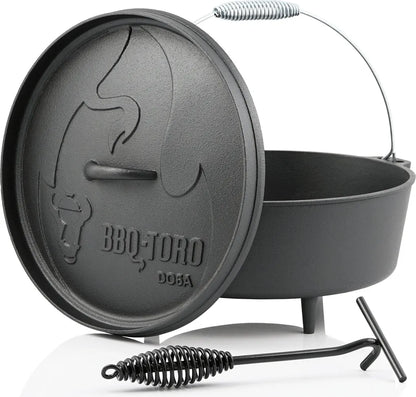  BBQ-Toro Dutch Oven DO6A, 5,5 L Alpha Gusseisen Kochtopf, Gusstopf