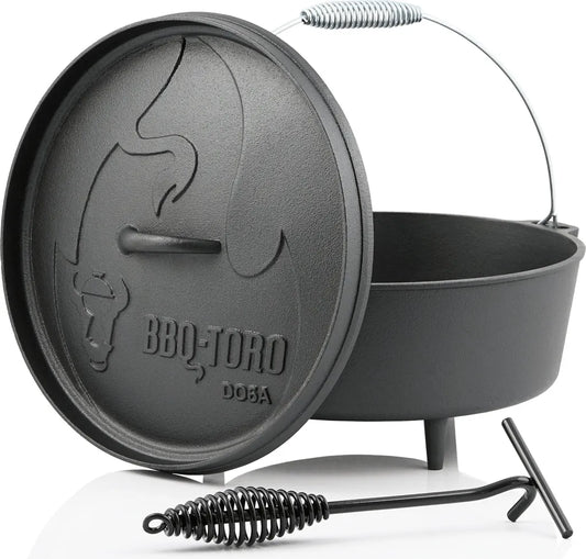  BBQ-Toro Dutch Oven DO6A, 5,5 L Alpha Gusseisen Kochtopf, Gusstopf