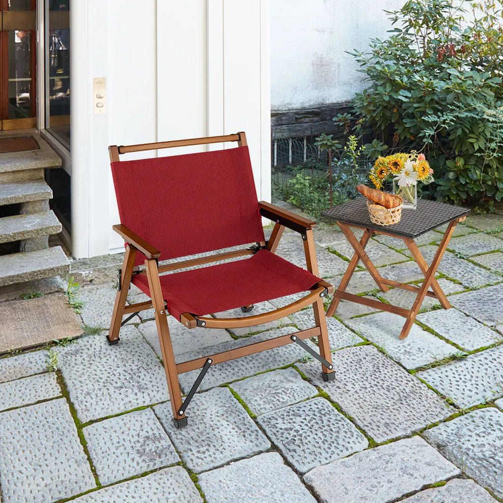  COSTWAY Campingstuhl Faltbar, Niedriger Klappstuhl Aus Bambus, Faltstuhl Ultraleicht, 150 Kg Tragkraft, Für Camping, Angeln, Garten