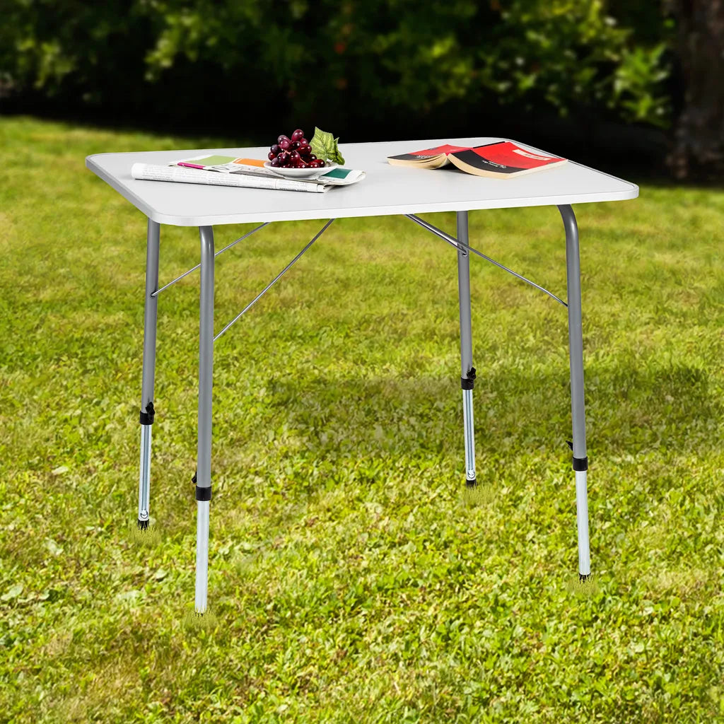  Tectake Camping Klapptisch Höhenverstellbar 80x60x68cm - Grau