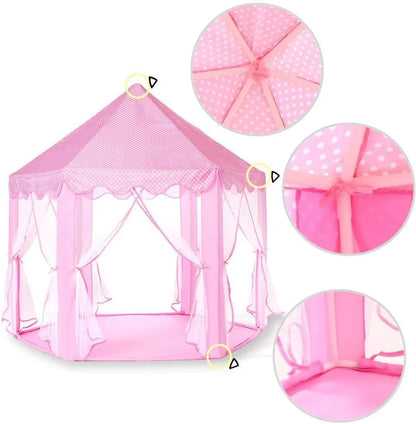  Kinderspielzelt Mädchen Prinzessin Zelt Innen & Draussen Castle Spielzelt Kinder Schloss Zelt - Weihnachten, Geburtstag Geschenk Für Kinder ( Rosa )