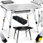  KESSER® Campingtisch Faltbar Klapptisch Camping Tisch Mit Aluminiumrahmen Aufrollbare Tischplatte Falttisch Klappbar Mit Höhenverstellung Inkl. Tragetasche Mit Trageband 90 X 53cm - Bis 30 Kg, Farbe:Silber