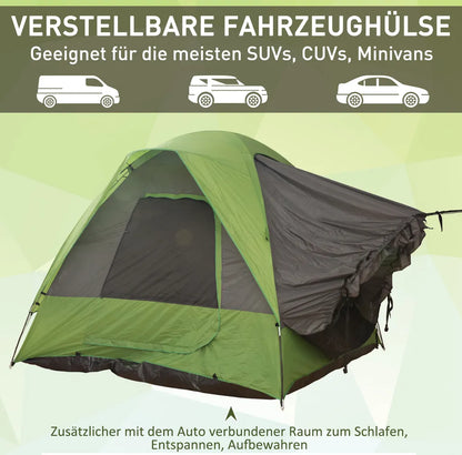  Outsunny Autozelt, Campingzelt, Reisezelt, Für 4-5 Personen, Glasfaser Polyester, Grün, 300 X 300 X 230 Cm