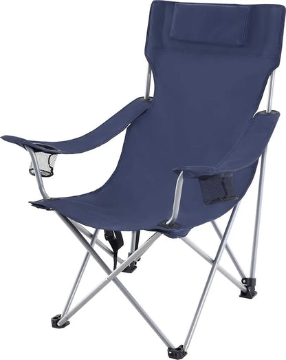  SONGMICS Campingstuhl, Klappstuhl, Outdoor-Stuhl Mit Armlehnen, Kopfstütze Und Getränkehaltern, Stabiles Gestell, Bis 150 Kg Belastbar, Dunkelblau GCB09IN