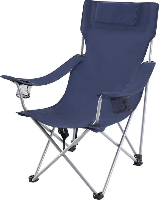  SONGMICS Campingstuhl, Klappstuhl, Outdoor-Stuhl Mit Armlehnen, Kopfstütze Und Getränkehaltern, Stabiles Gestell, Bis 150 Kg Belastbar, Dunkelblau GCB09IN