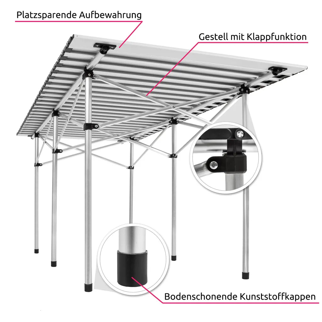 Tectake Camping Klapptisch Aus Aluminium Inkl. Tasche 140x70x70cm - Grau