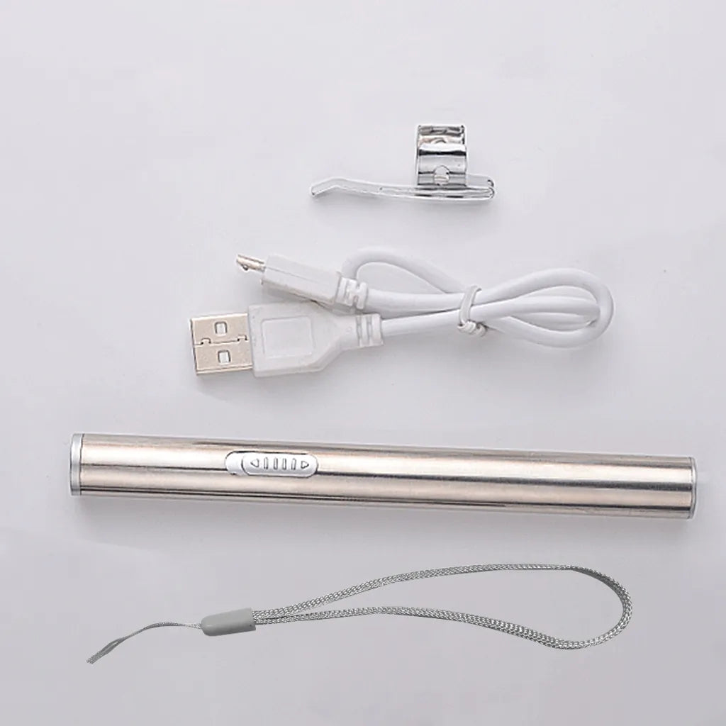  USB Mini Wiederaufladbare Taschenlampe Edelstahl Starkes Licht LED Medizinische Taschenlampen Tragbare Wasserdichte Lampe