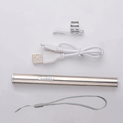  USB Mini Wiederaufladbare Taschenlampe Edelstahl Starkes Licht LED Medizinische Taschenlampen Tragbare Wasserdichte Lampe