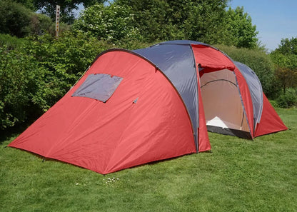  Campingzelt Loksa, 4-Mann Zelt Kuppelzelt Igluzelt Festival-Zelt, 4 Personen Rot