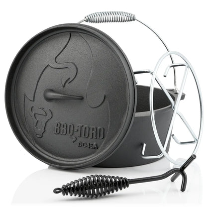  BBQ-Toro Dutch Oven DO45AX, 3,1 L Alpha Gusseisen Kochtopf, Gusstopf