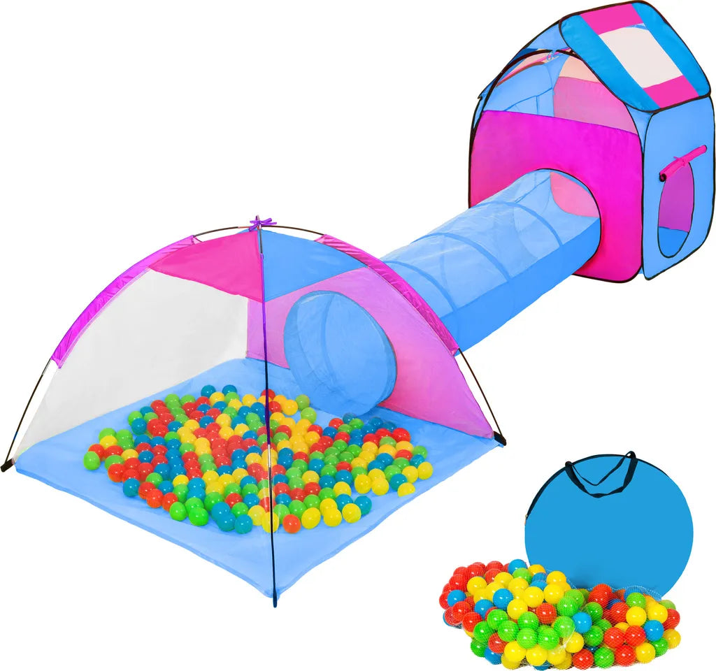  Tectake Spielzelt Mit Tunnel, 200 Bällen Und Tasche - Blau