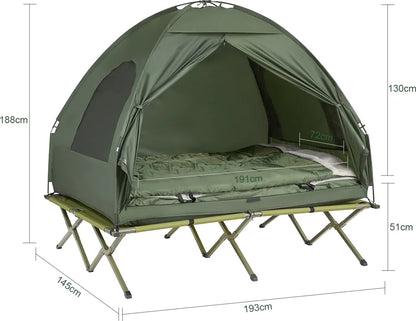  SoBuy OGS32-L-GR Feldbett 4in1-Zelt Mit Campingliege Schlafsack Luftmatratze Und Zubehör Campingzelt 2 Personen