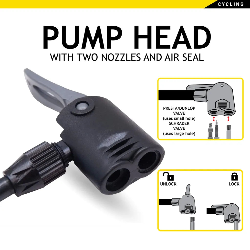  Fahrradpumpe Mit Manometer - Luftpumpe Für Alle Ventile - Standpumpe Für Dunlop-Ventil - Presta-Ventil Und Auto-Ventil - Schwarz