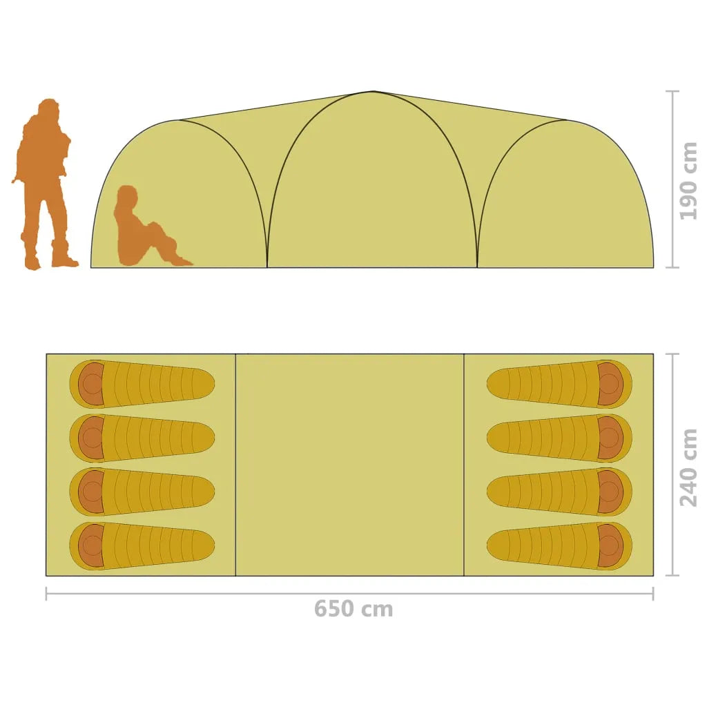  VidaXL Camping-Zelt Iglu 650x240x190 Cm 8 Personen Grau Und Orange