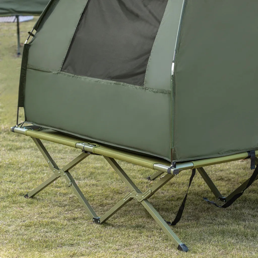  SoBuy OGS32-L-GR Feldbett 4in1-Zelt Mit Campingliege Schlafsack Luftmatratze Und Zubehör Campingzelt 2 Personen