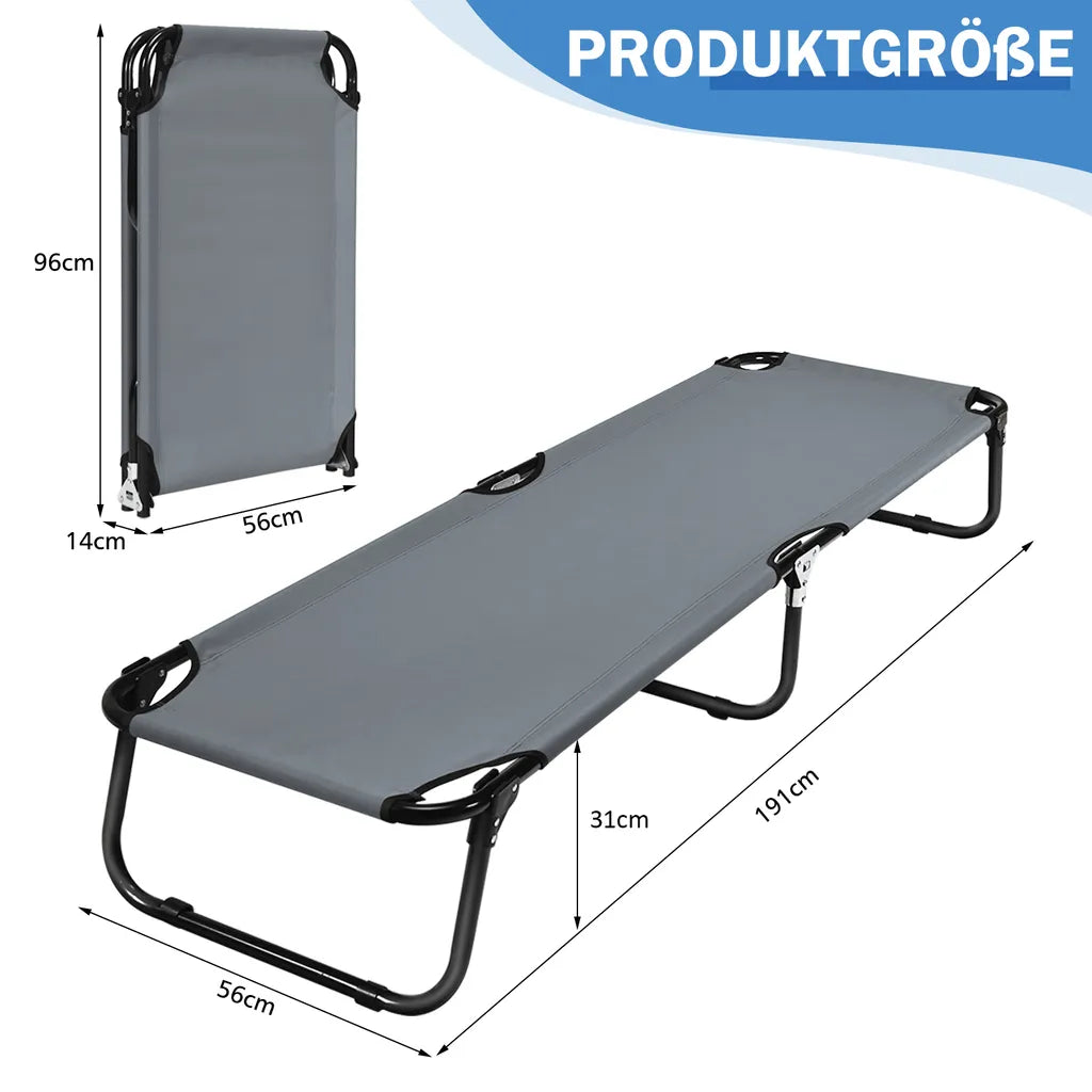  COSTWAY Feldbett Campingbett Bis 150 Kg Belastbar, Klappbett Liege Bett Campingliege Einzelbett 191x56x31cm