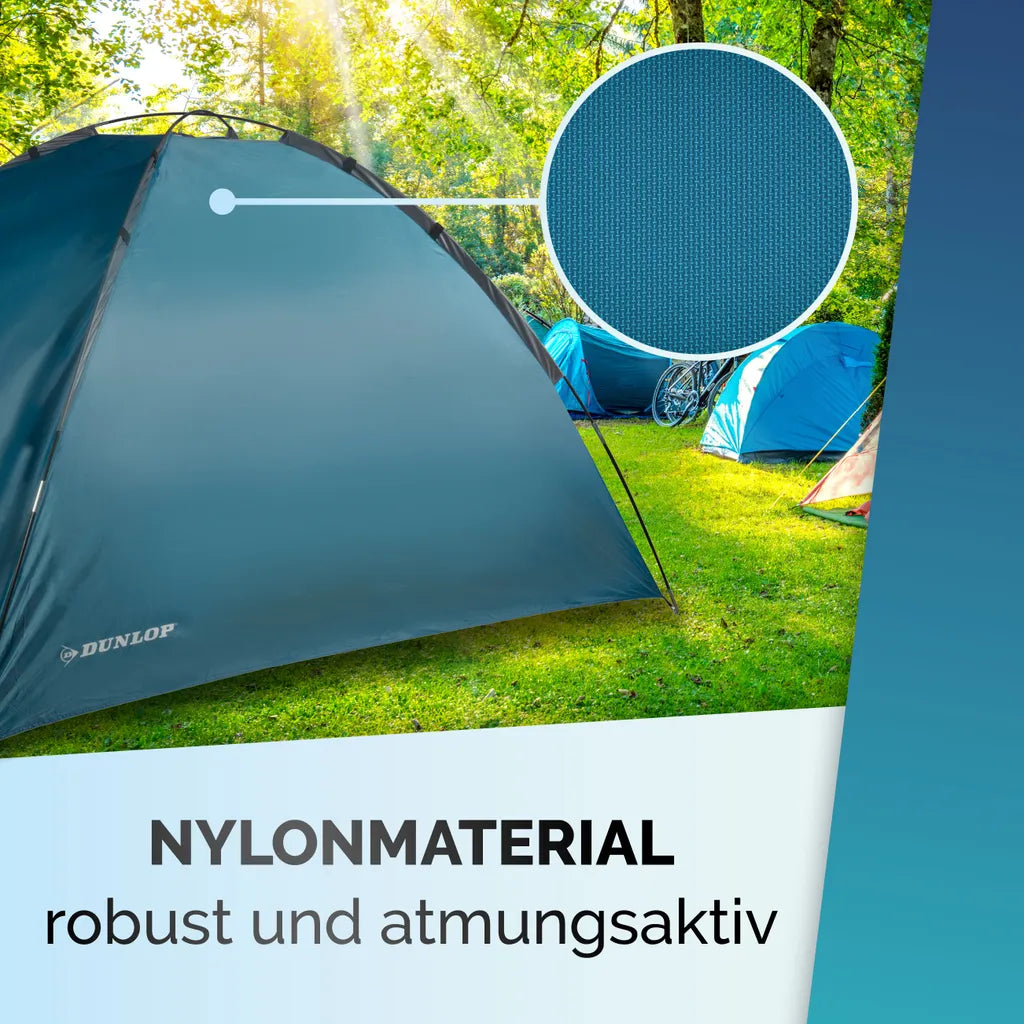  DUNLOP Campingzelt - Kuppelzelt Für 3 Personen - Wasserfest - 210 X 220 X 130 Cm - Inkl. Tragetasche