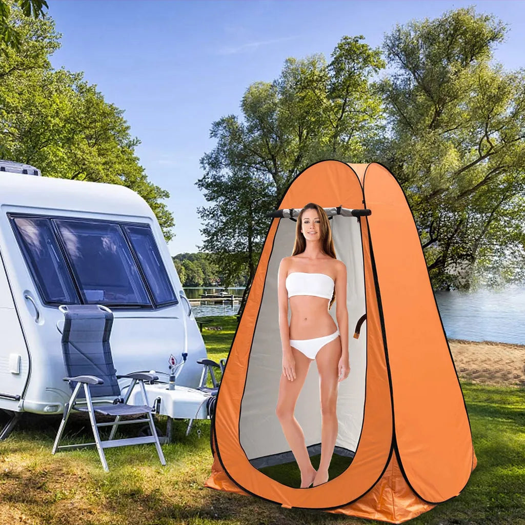  Duschzelt Toilettenzelt Umkleidezelt Camping Zelt Beistellzelt 150X150X190CM Orange