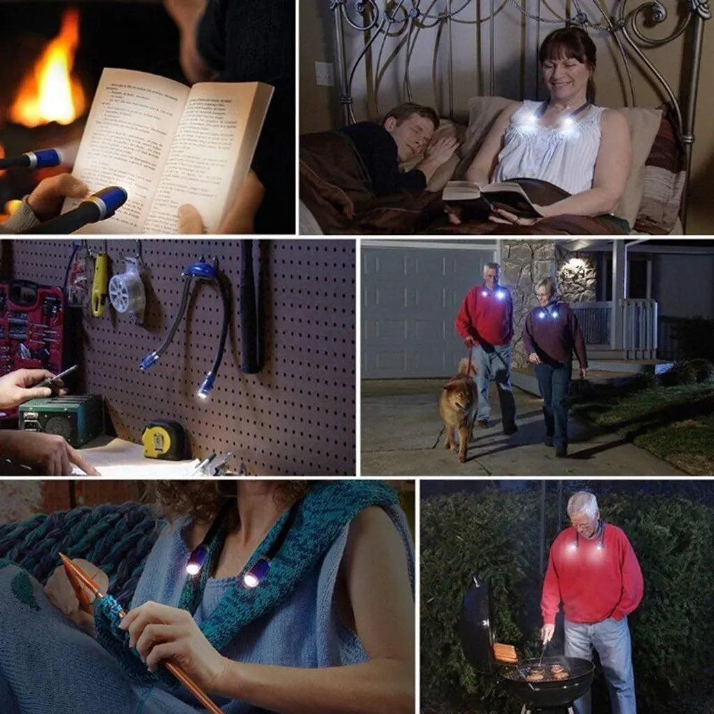  Verstellbare Bücherlampe 4 LED Hands Free Hängelampe, Flexibles Leselicht Zum Lesen Im Bett, 3 Helligkeitsstufen, Grün