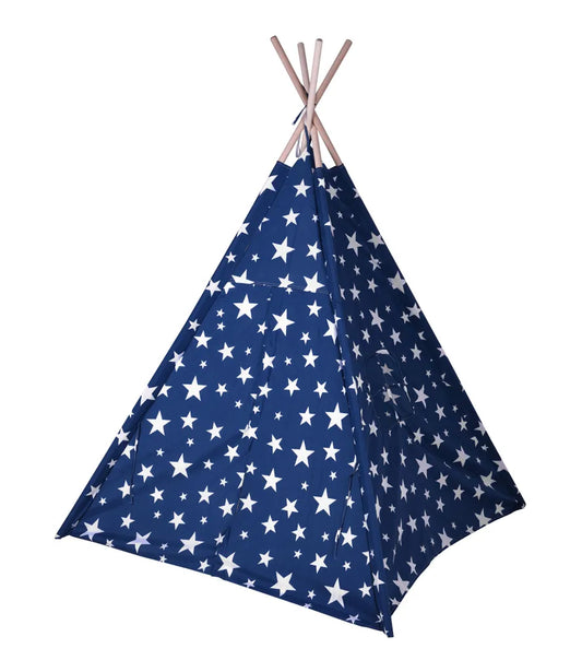  Kinder Spielzelt 160 Cm - Tipi Deko Zelt - Farbe: BLAU Mit Sternen