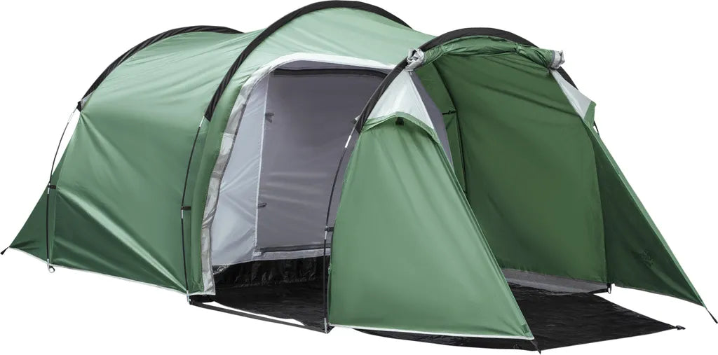 Outsunny Zelt Für 3-4 Personen 190T Tunnelzelt Campingzelt Mit Heringen Glasfaser Polyester Dunkelgrün 426 X 206 X 154 Cm