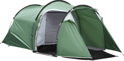  Outsunny Zelt Für 3-4 Personen 190T Tunnelzelt Campingzelt Mit Heringen Glasfaser Polyester Dunkelgrün 426 X 206 X 154 Cm