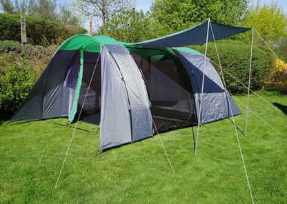  Campingzelt HWC-A99, 6-Mann Zelt Kuppelzelt Festival-Zelt, 6 Personen Grün/grau