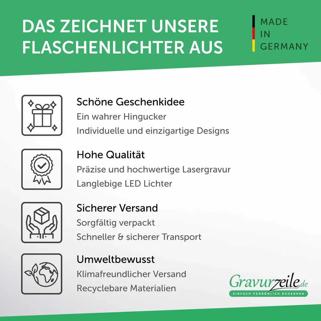  Flaschenlicht Mit LED-Lichterkette Und Gravur "Freunde Sind Wie Sterne"