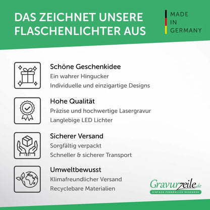  Flaschenlicht Mit LED-Lichterkette Und Gravur "Freunde Sind Wie Sterne"