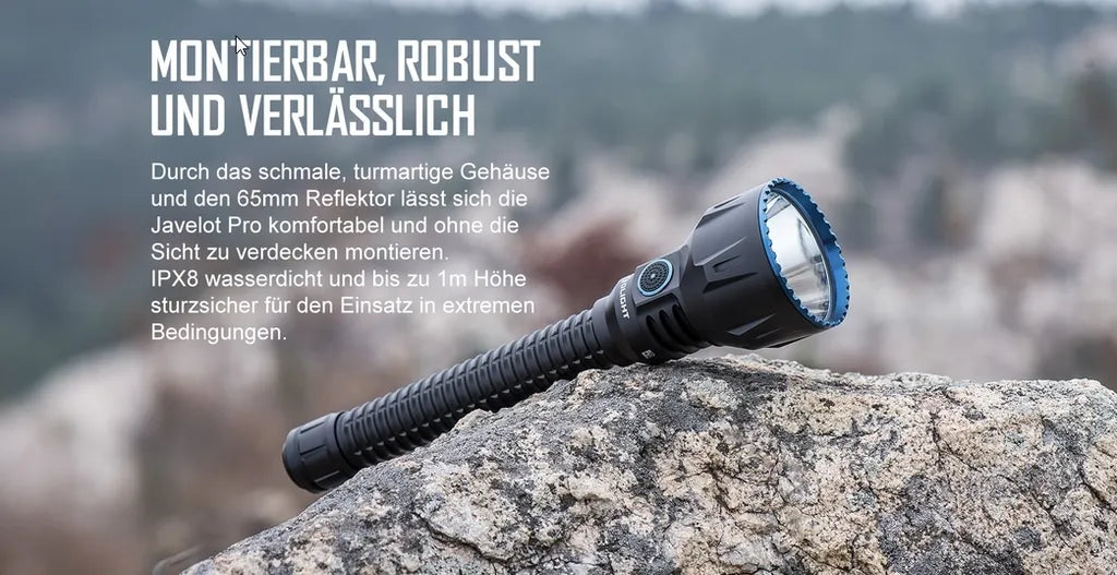  OLIGHT JAVELOT TURBO NW LED Taschenlampe USB Aufladbar MCC3 Magnetisches Ladeskabel 1300 Lumen 1300 Meter Leuchtweite Wasserdicht 4 Lichtmodi