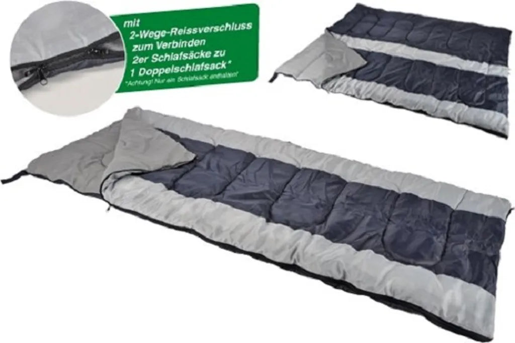  Schlafsack - 2 Wege Reißverschluss - L: 170cm - Inkl. Tragetasche - Anthrazit/Orange