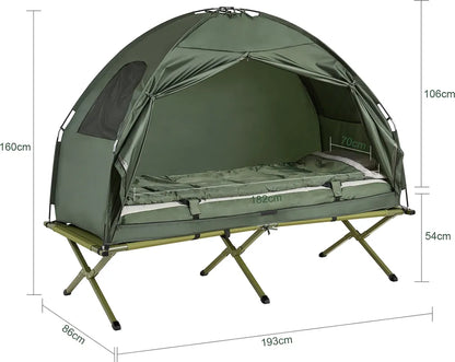  SoBuy® Feldbett 4in1-Zelt Mit Campingliege Schlafsack Luftmatratze Und Zubehör 1 Person OGS32-GR