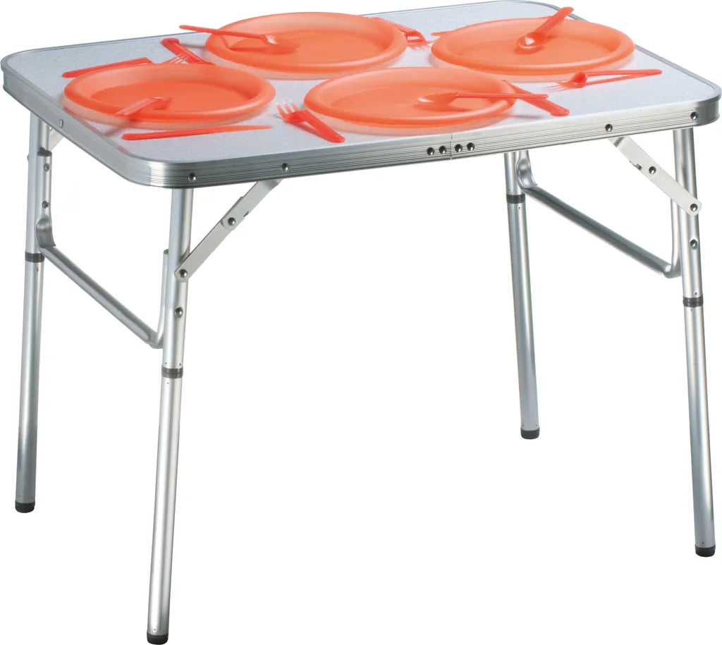  Camp Active Campingtisch - Klappar - Leicht - Höhenverstellbar Von 25 Bis 59CM - Tischplatte 75 X 55 CM - Aluminium/MDF - Weiß