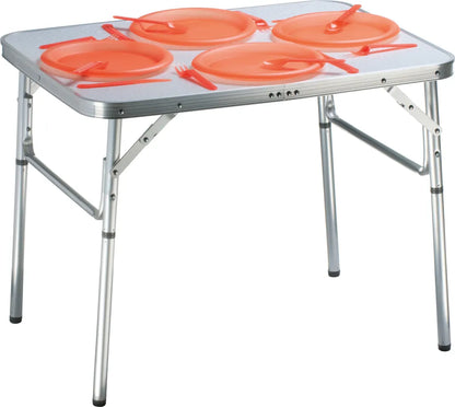  Camp Active Campingtisch - Klappar - Leicht - Höhenverstellbar Von 25 Bis 59CM - Tischplatte 75 X 55 CM - Aluminium/MDF - Weiß