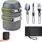  Camping Kochgeschirr Set, Tragbar Rucksackreisen Outdoor Wandern Camping Mini Gaskocher Topf