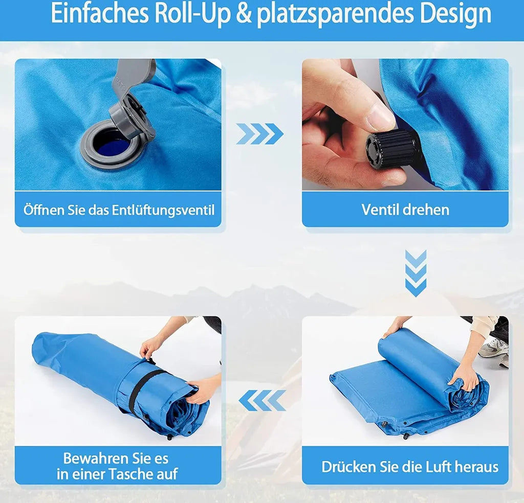  COSTWAY 2 Personen Campingmatte Mit Kissen Isomatte Selbstaufblasend Camping Matratze Für Camping Wandern Strand & Reisen 186x130x4cm