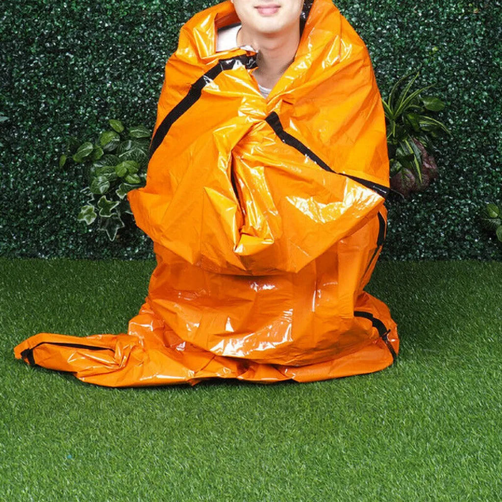  PE Outdoor Notfall Thermischer Wasserdichter Schlafsack Camping Survival E Aufbewahrungstasche (1 Set)