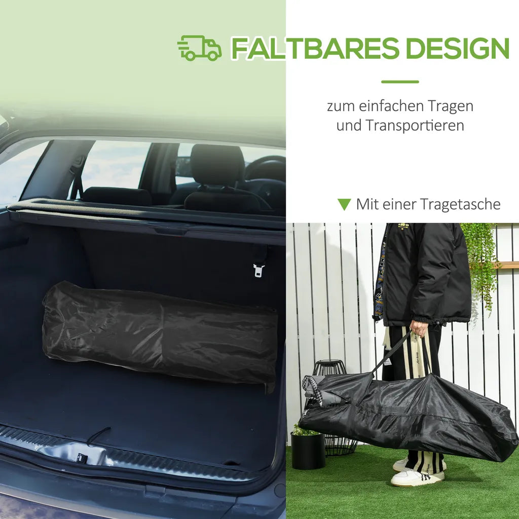  Outsunny Feldbett Campingbett, Campingliege Mit Tasche, Klappbett Mit Becherhalter, Für Schwimmbad, Balkon, Bis 120 Kg, Schwarz, 68 X 186 X 48cm